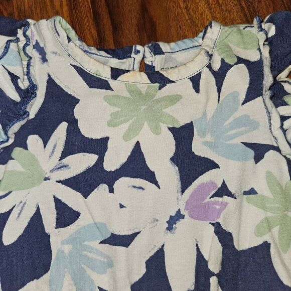 5 For $25 Carter's Blue and White Floral Romper With Flutter Sleeves Size 9M - Picture 3 of 7